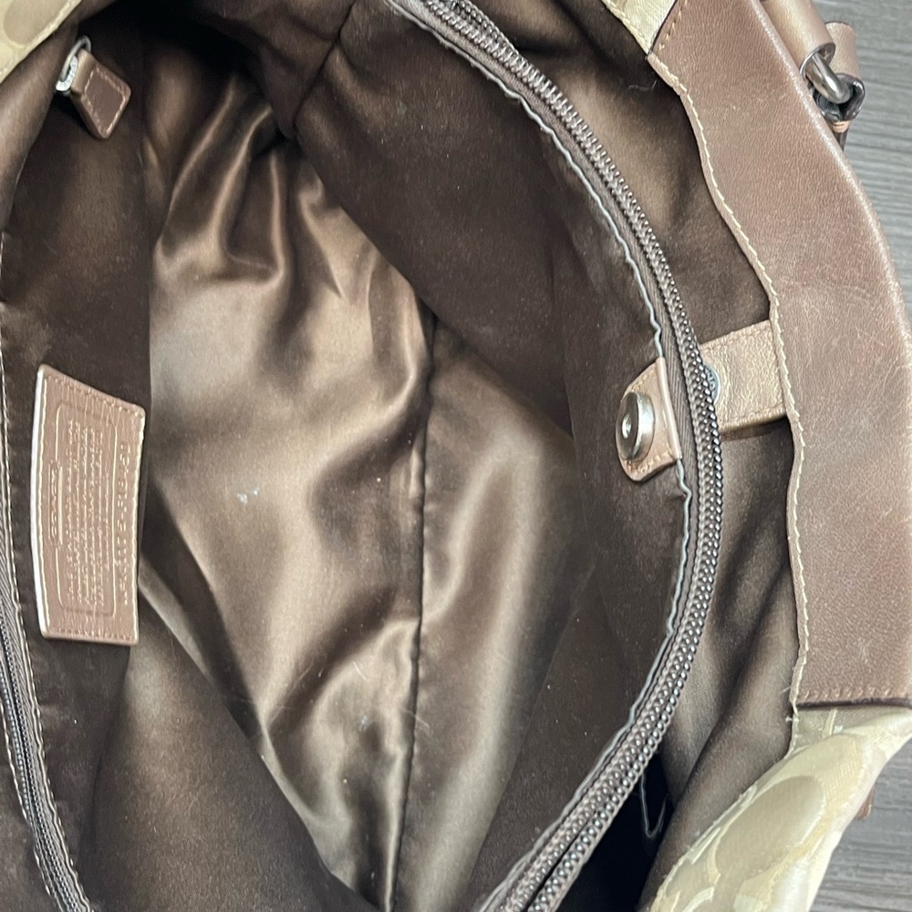 Coach Cream and Brown Signature Tote - Picture 10 of 13